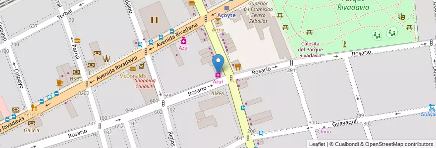 Mapa de ubicacion de Azul, Caballito en Arjantin, Ciudad Autónoma De Buenos Aires, Buenos Aires, Comuna 6.
