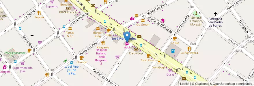Mapa de ubicacion de Azul, Colegiales en Argentina, Ciudad Autónoma De Buenos Aires, Buenos Aires, Comuna 13.