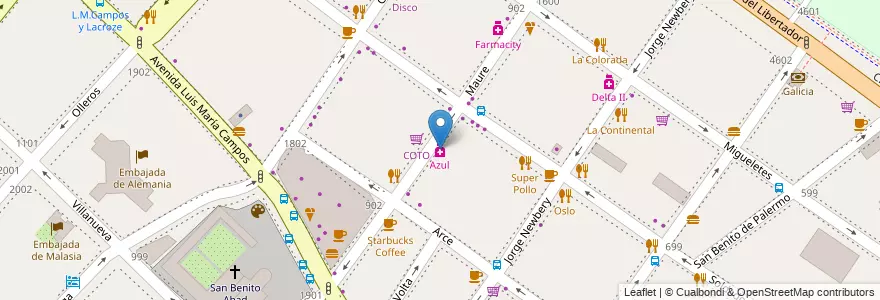 Mapa de ubicacion de Azul, Palermo en Argentina, Ciudad Autónoma De Buenos Aires, Buenos Aires, Comuna 14.