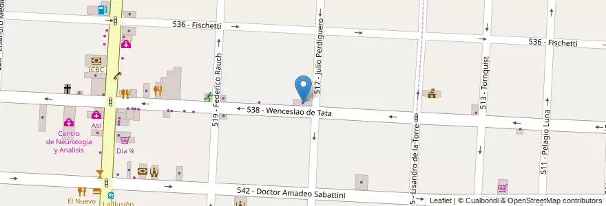 Mapa de ubicacion de Azzinta en Arjantin, Buenos Aires, Partido De Tres De Febrero, Caseros.