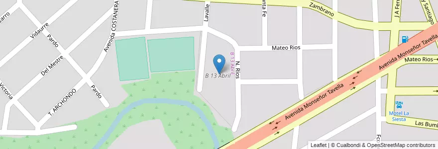 Mapa de ubicacion de B 13 Abril en 阿根廷, Salta, Capital, Municipio De Salta, Salta.
