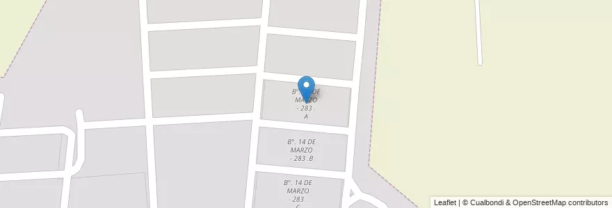 Mapa de ubicacion de B°. 14 DE MARZO - 283 . A en アルゼンチン, サルタ州, Capital, Municipio De Salta, Salta.