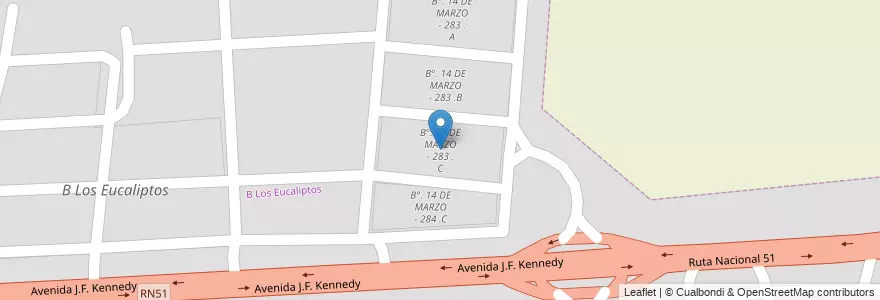 Mapa de ubicacion de B°. 14 DE MARZO - 283 . C en Argentina, Salta, Capital, Municipio De Salta, Salta.