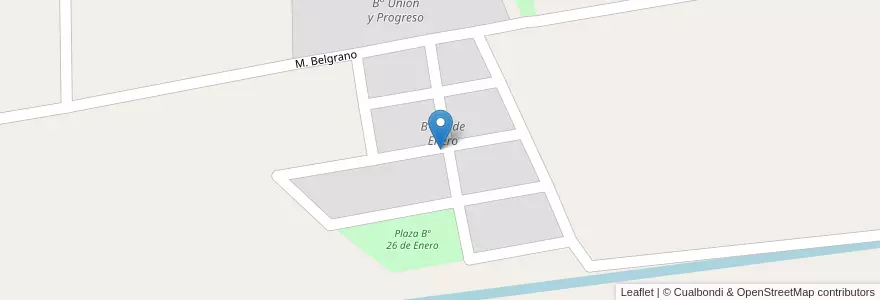 Mapa de ubicacion de B° 26 de Enero en Аргентина, Чили, Мендоса, Departamento Tunuyán, Distrito El Totoral.