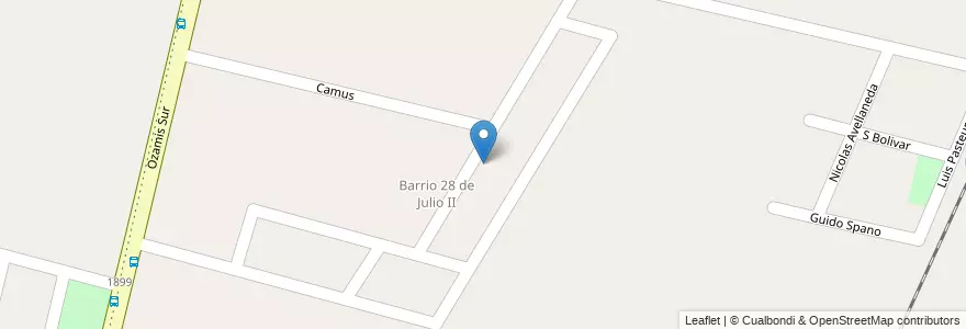 Mapa de ubicacion de B° 28 de Julio II en アルゼンチン, チリ, メンドーサ州, Departamento Maipú, Distrito Russell.