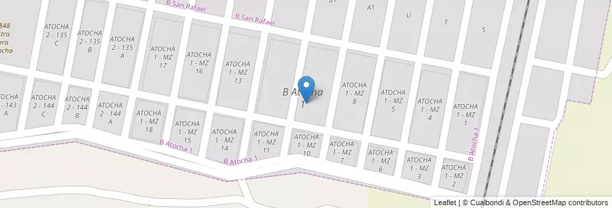 Mapa de ubicacion de B Atocha 1 en الأرجنتين, Salta, Capital, Municipio De San Lorenzo.