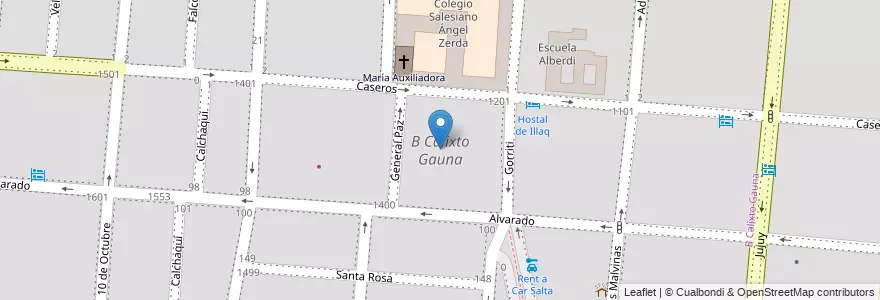 Mapa de ubicacion de B Calixto Gauna en Argentine, Salta, Capital, Municipio De Salta, Salta.