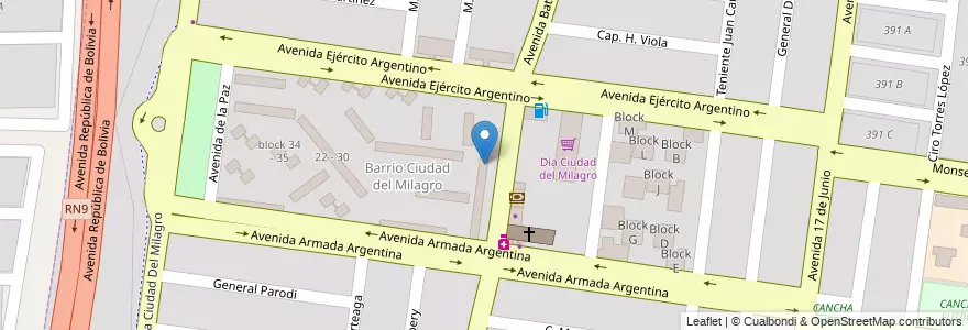 Mapa de ubicacion de B Ciudad del Milagro en Argentinië, Salta, Capital, Municipio De Salta.