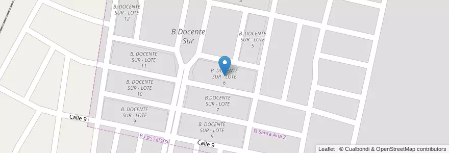 Mapa de ubicacion de B. DOCENTE SUR - LOTE 6 en Arjantin, Salta, Capital, Municipio De Salta, Salta.