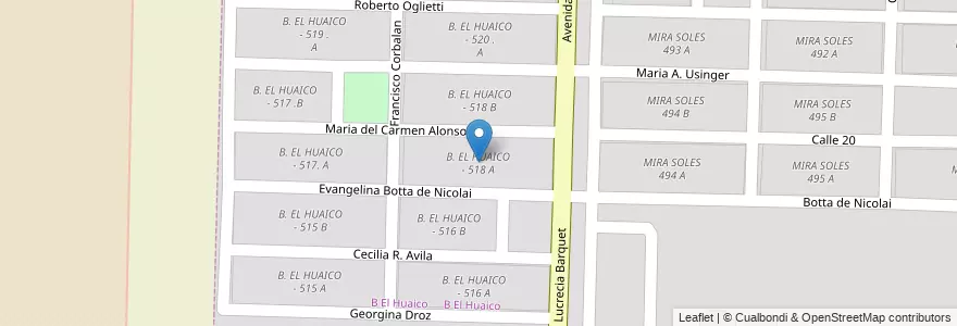 Mapa de ubicacion de B. EL HUAICO - 518 A en Argentinien, Salta, Capital, Municipio De Salta.