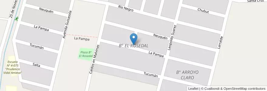 Mapa de ubicacion de B° EL ROSEDAL en الأرجنتين, تشيلي, Mendoza, Departamento Tunuyán, Distrito Ciudad De Tunuyán.