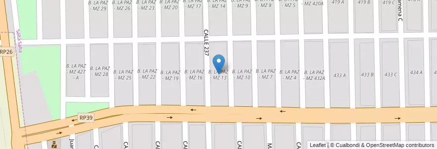 Mapa de ubicacion de B. LA PAZ - MZ 13 en Arjantin, Salta, Capital, Municipio De Salta, Salta.