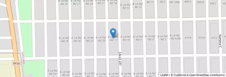 Mapa de ubicacion de B. LA PAZ - MZ 17 en Arjantin, Salta, Capital, Municipio De Salta, Salta.