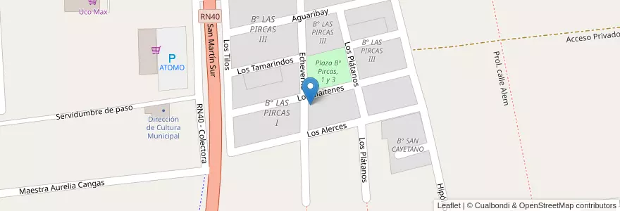 Mapa de ubicacion de B° LAS PIRCAS I en Arjantin, Şili, Mendoza, Departamento Tunuyán, Distrito El Totoral.