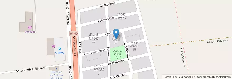 Mapa de ubicacion de B° LAS PIRCAS III en Аргентина, Чили, Мендоса, Departamento Tunuyán, Distrito El Totoral.
