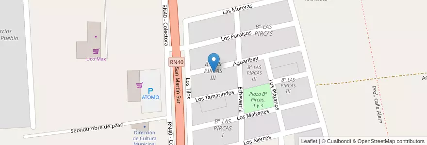 Mapa de ubicacion de B° LAS PIRCAS III en Argentina, Chile, Mendoza, Departamento Tunuyán, Distrito El Totoral.