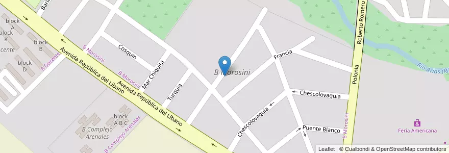 Mapa de ubicacion de B Morosini en 阿根廷, Salta, Capital, Municipio De Salta, Salta.