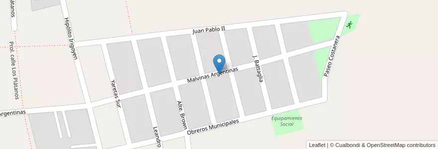 Mapa de ubicacion de B° OBREROS MUNICIPALES en الأرجنتين, تشيلي, Mendoza, Departamento Tunuyán, Distrito El Totoral.
