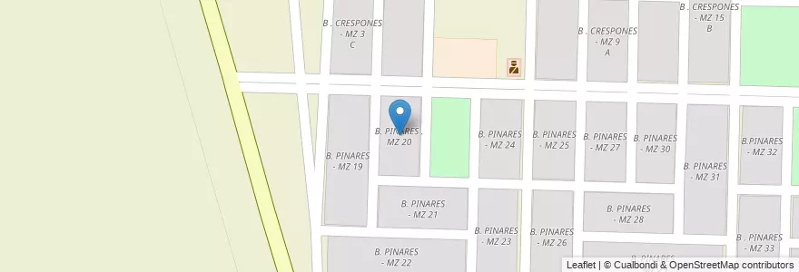 Mapa de ubicacion de B. PINARES . MZ 20 en アルゼンチン, サルタ州, San José De Los Cerrillos, Municipio De Cerrillos.