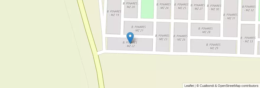 Mapa de ubicacion de B. PINARES - MZ 22 en アルゼンチン, サルタ州, San José De Los Cerrillos, Municipio De Cerrillos.
