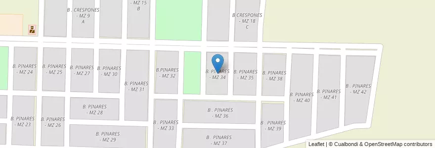 Mapa de ubicacion de B. PINARES - MZ 34 en アルゼンチン, サルタ州, San José De Los Cerrillos, Municipio De Cerrillos.