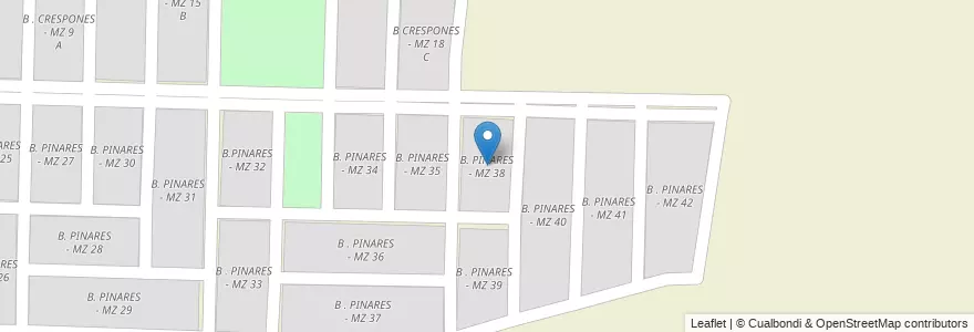 Mapa de ubicacion de B. PINARES - MZ 38 en アルゼンチン, サルタ州, San José De Los Cerrillos, Municipio De Cerrillos.