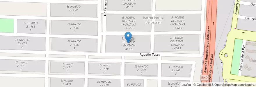 Mapa de ubicacion de B. PORTAL DE LESSER - MANZANA - 467 A en Аргентина, Сальта, Capital, Municipio De Salta.