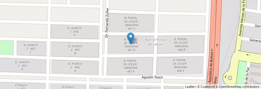 Mapa de ubicacion de B. PORTAL DE LESSER - MANZANA - 467 B en アルゼンチン, サルタ州, Capital, Municipio De Salta.