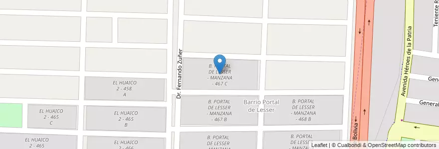 Mapa de ubicacion de B. PORTAL DE LESSER - MANZANA - 467 C en Arjantin, Salta, Capital, Municipio De Salta.