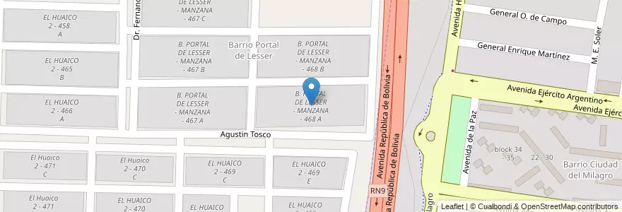 Mapa de ubicacion de B. PORTAL DE LESSER - MANZANA - 468 A en Argentina, Salta, Capital, Municipio De Salta.