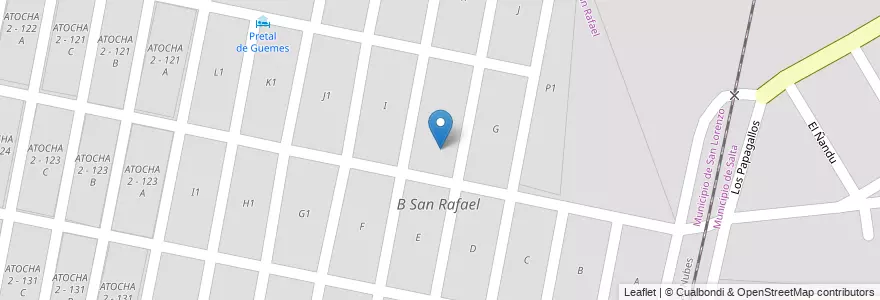 Mapa de ubicacion de B San Rafael en الأرجنتين, Salta, Capital, Municipio De San Lorenzo, Salta.