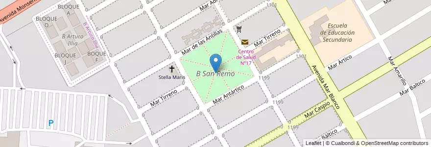 Mapa de ubicacion de B San Remo en アルゼンチン, サルタ州, Capital, Municipio De Salta, Salta.