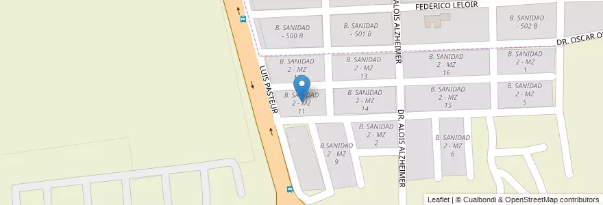 Mapa de ubicacion de B. SANIDAD 2 - MZ 11 en Argentinien, Salta, Capital, Municipio De Salta.