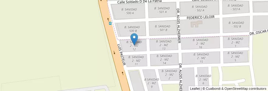Mapa de ubicacion de B. SANIDAD 2 - MZ 12 en الأرجنتين, Salta, Capital, Municipio De Salta.