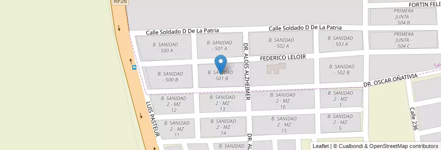 Mapa de ubicacion de B. SANIDAD - 501 B en アルゼンチン, サルタ州, Capital, Municipio De Salta.