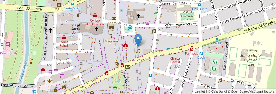 Mapa de ubicacion de B-Side Pop Bar en Spain, Valencian Community, Alacant / Alicante, El Baix Vinalopó, Elx / Elche.
