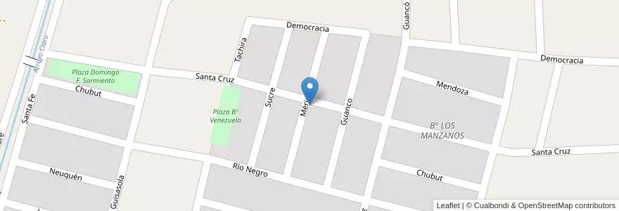 Mapa de ubicacion de B° VENEZUELA en アルゼンチン, チリ, メンドーサ州, Departamento Tunuyán, Distrito Ciudad De Tunuyán.
