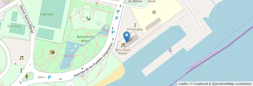 Mapa de ubicacion de B612 Disco Planet en آرژانتین, استان انتره ریوس, Departamento Concordia, Distrito Suburbios, Concordia.
