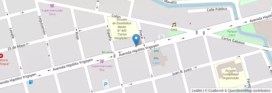 Mapa de ubicacion de Babilonia Pizza en 阿根廷, Santa Fe, Departamento Castellanos, Municipio De Sunchales.