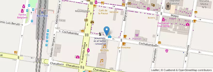 Mapa de ubicacion de Baby's Club en Argentina, Buenos Aires, Partido De Lomas De Zamora, Banfield.