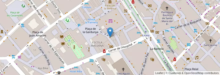 Mapa de ubicacion de Bacaro en 스페인, Catalunya, Barcelona, Barcelonès, 바르셀로나.