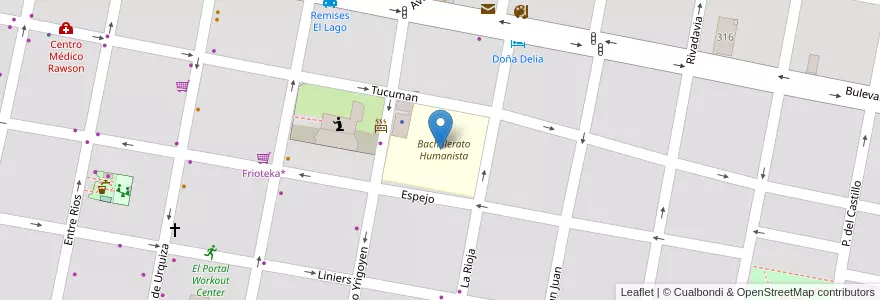 Mapa de ubicacion de Bachillerato Humanista en 阿根廷, 恩特雷里奥斯省, Departamento Concordia, Distrito Suburbios, Concordia, Concordia.