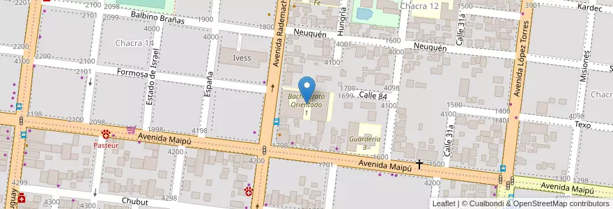 Mapa de ubicacion de Bachillerato Orientado 1 en アルゼンチン, ミシオネス州, Departamento Capital, Municipio De Posadas, Posadas.