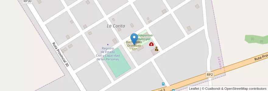 Mapa de ubicacion de Bachillerato Orientado 107 en アルゼンチン, ミシオネス州, Departamento Concepción, Municipio De Santa María, La Corita.