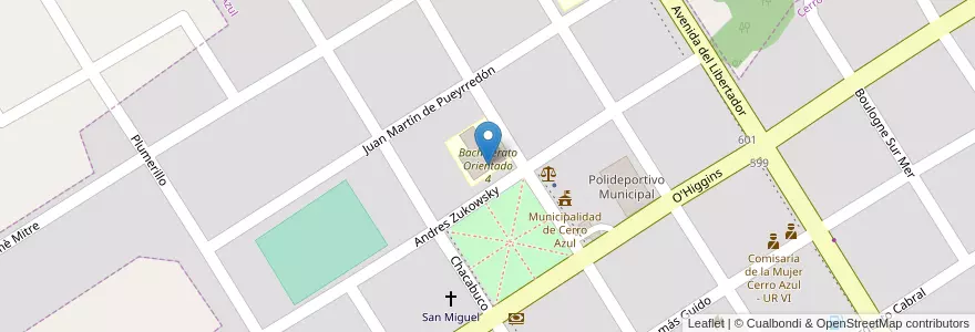 Mapa de ubicacion de Bachillerato Orientado 4 en アルゼンチン, ミシオネス州, Departamento Leandro N. Alem, Municipio De Cerro Azul, Cerro Azul.