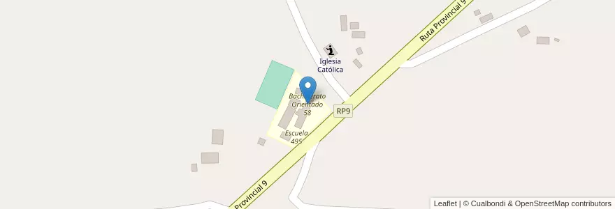 Mapa de ubicacion de Bachillerato Orientado 58 en アルゼンチン, ミシオネス州, Departamento Cainguás, Municipio De Aristóbulo Del Valle.