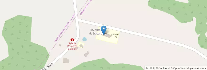 Mapa de ubicacion de Bachillerato Orientado 72 en アルゼンチン, ミシオネス州, Departamento San Javier, Municipio De Itacaruaré.