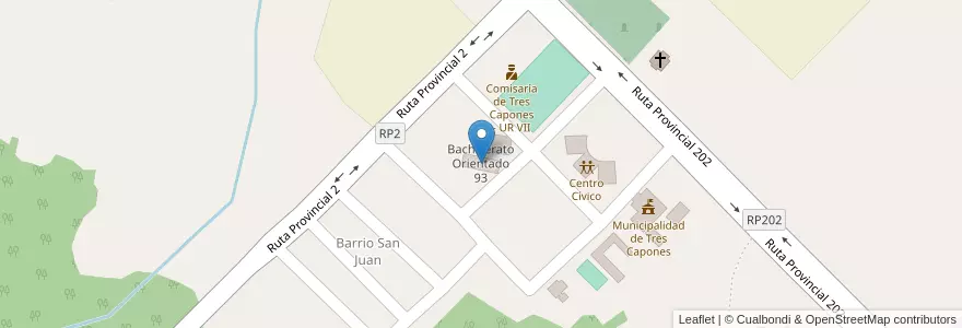 Mapa de ubicacion de Bachillerato Orientado 93 en アルゼンチン, ミシオネス州, Departamento Apóstoles, Municipio De Tres Capones.