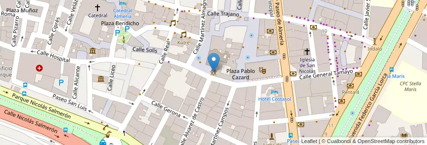 Mapa de ubicacion de [backdoor/>], la Puerta de Atrás de la Escuela de Arte en Spanje, Andalusië, Almería, Almería.