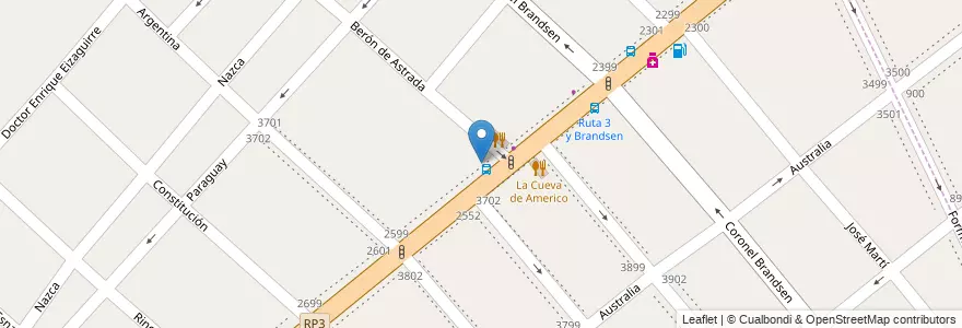 Mapa de ubicacion de Backgamon Hotel en アルゼンチン, ブエノスアイレス州, Partido De La Matanza, San Justo.
